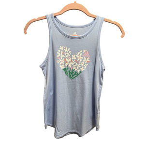 Adidas Girls M(10/12) Light Blue Floral Tank Top NWT